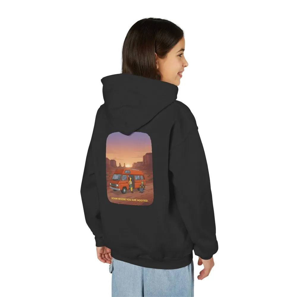 Youth Hoodie(Gildan) – "Roam Where You Are Rooted" (Design Sitcom-Line)
