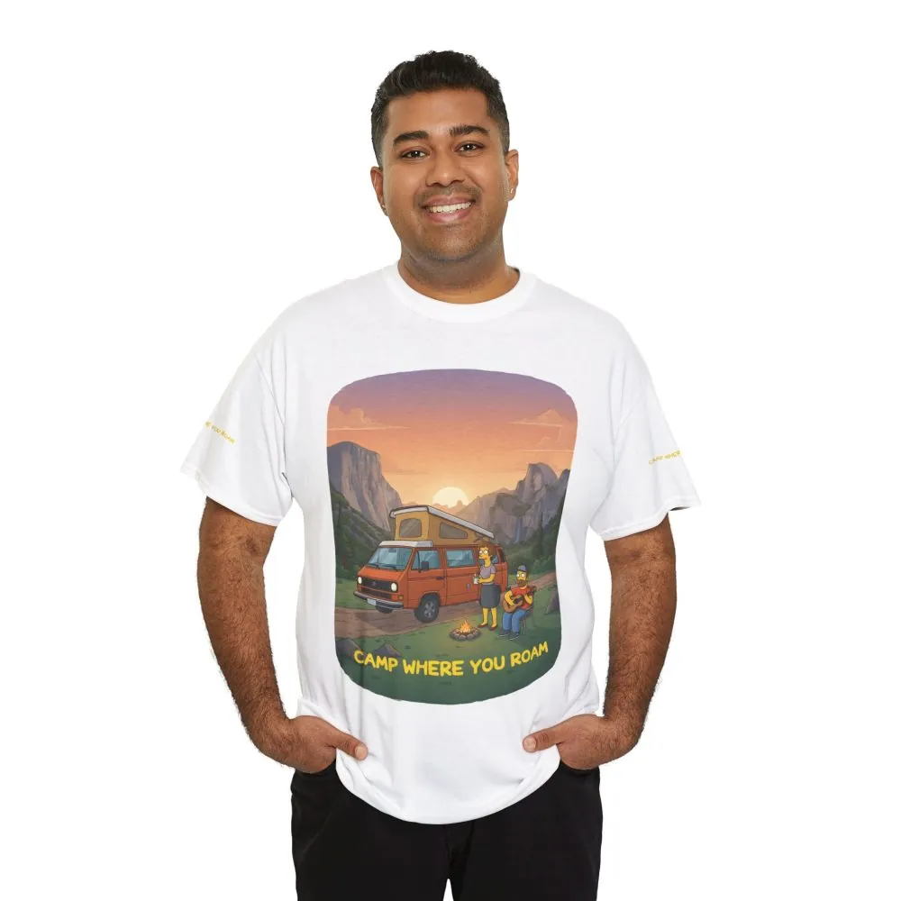 Unisex Heavy Cotton Tee — "Camp Where You Roam" Design Sitcom-Line