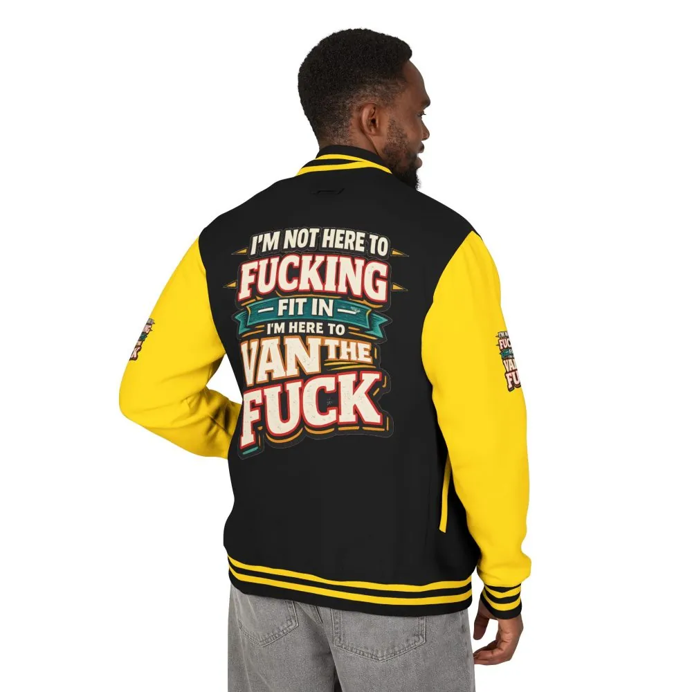 Unisex Heavyweight Letterman Jacket — "I´m Not Here To Fucking Fit In" Design F**K-Line