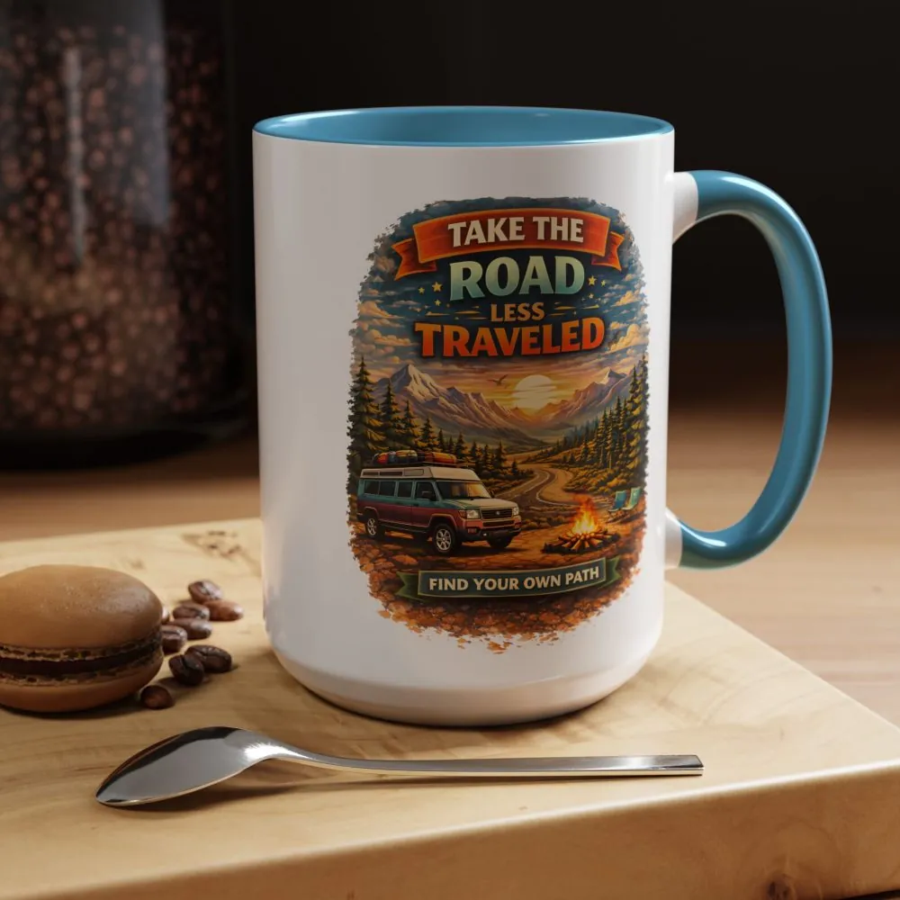 7445136534464102716_2048.jpeg Accent Coffee Mug (11, 15oz) — "Take The Road Less Traveled" Design Scenic-Line