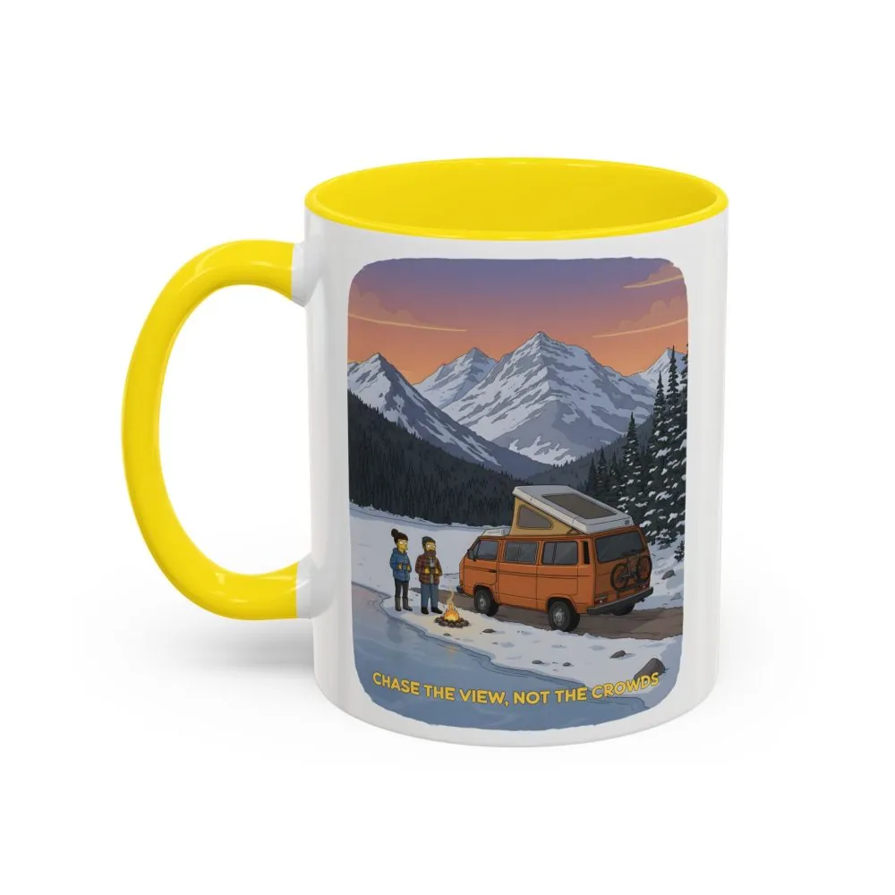 Accent Coffee Mug (11, 15oz) — "Chase The Views-Not The Crowds"" Design Sitcom-Line