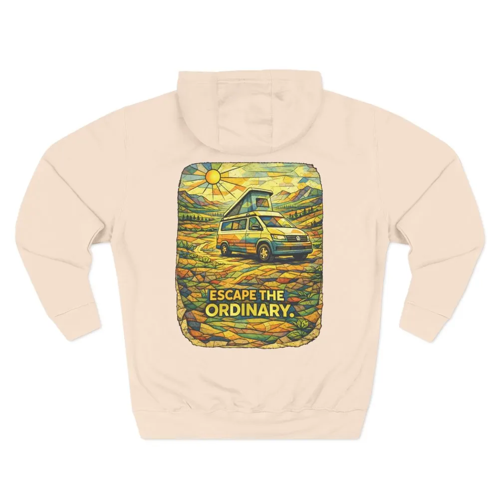 7448292794231299557_2048.jpeg Three-Panel Fleece Hoodie - "Escape The Ordinary" Design Cubic-Line