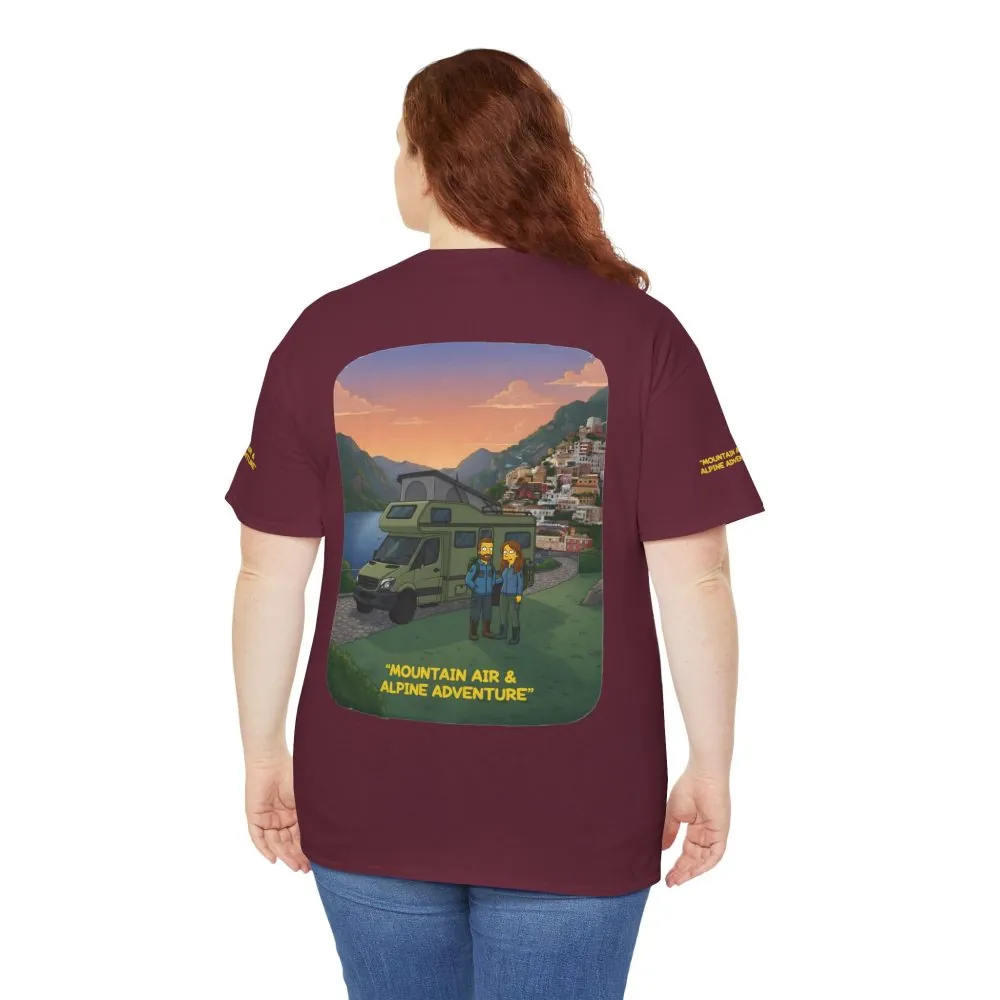 7452006374859583630_2048.jpeg Unisex Heavy Cotton Tee — "Mountain Air And Alpine Adventure" Design Sitcom-Line
