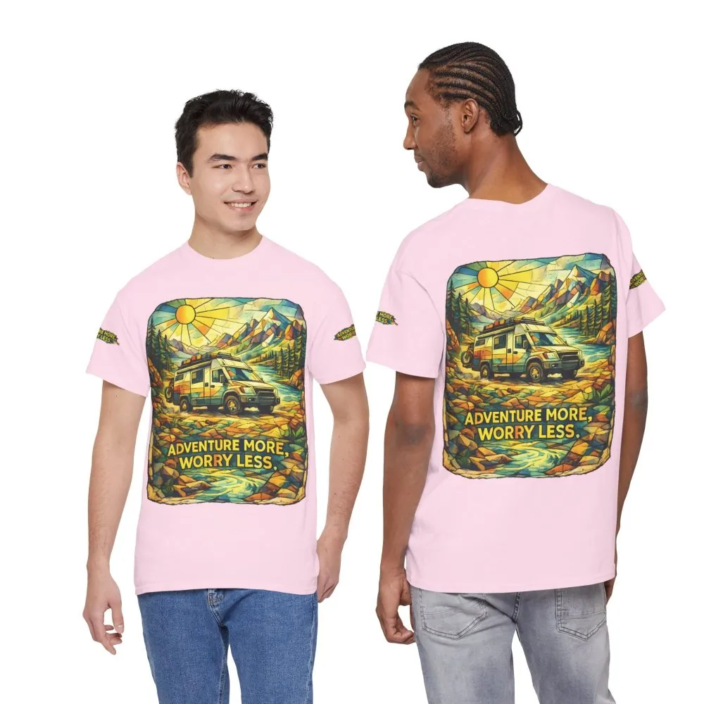 7456782328562931461_2048.jpeg Unisex Heavy Cotton Tee — "Adventure More Worry Less" Design Cubic-Line