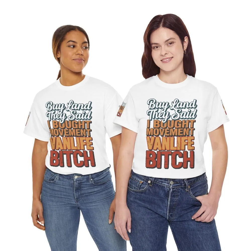 Unisex Heavy Cotton Tee — "Buy Land They Said" Design F**K-Line