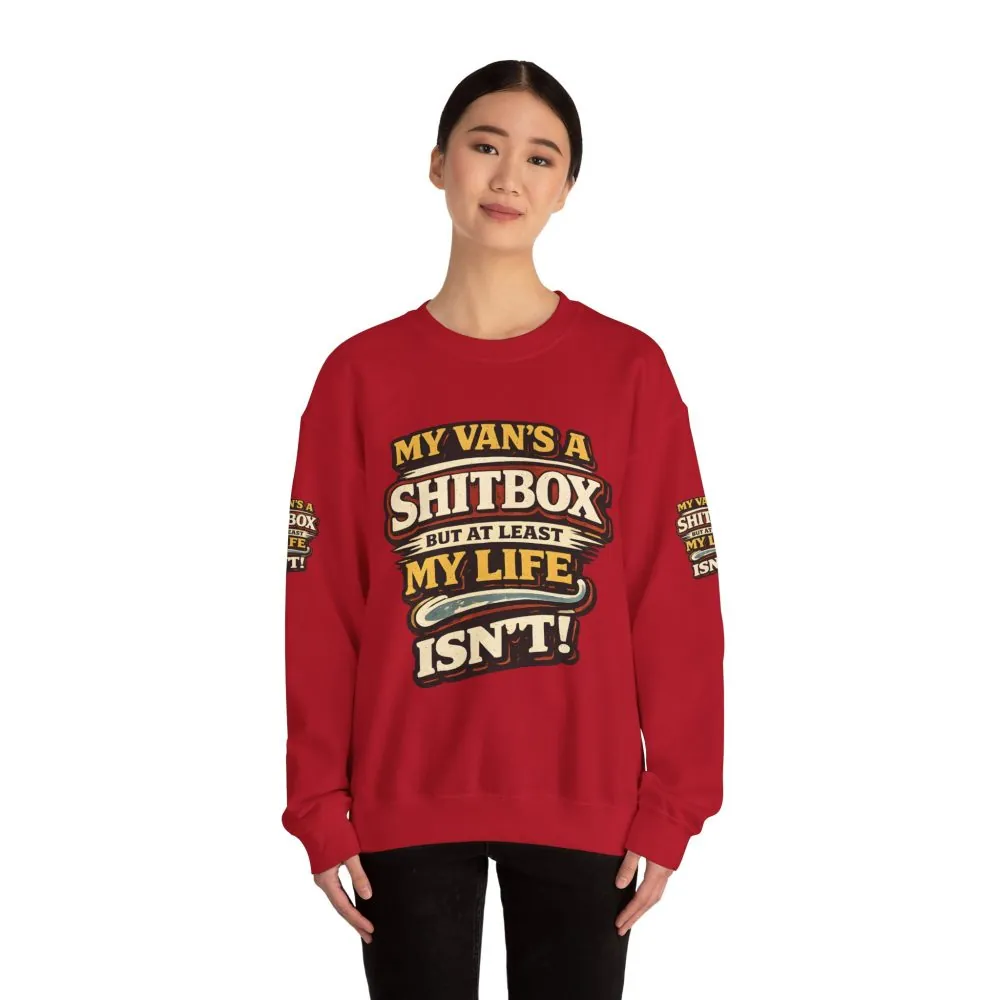 Unisex Heavy Blend™ Crewneck Sweatshirt — "My Van`s A Shitbox" Design F**K-Line