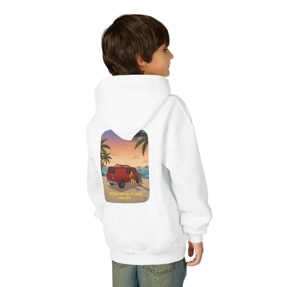 747076710314635331_2048.jpeg Youth Hoodie(Gildan) – "Ocean Air Salty Hair Van Life" (Design Sitcom-Line)
