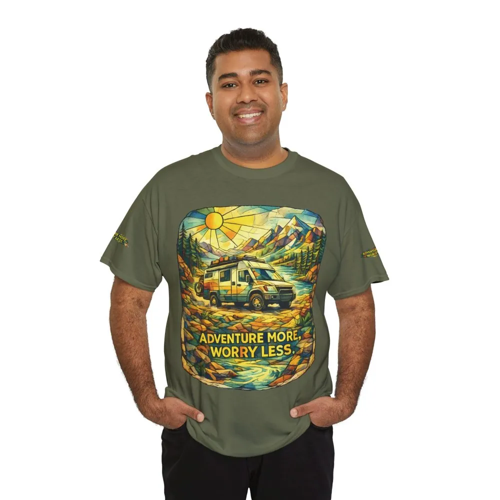 7476706492883285302_2048.jpeg Unisex Heavy Cotton Tee — "Adventure More Worry Less" Design Cubic-Line