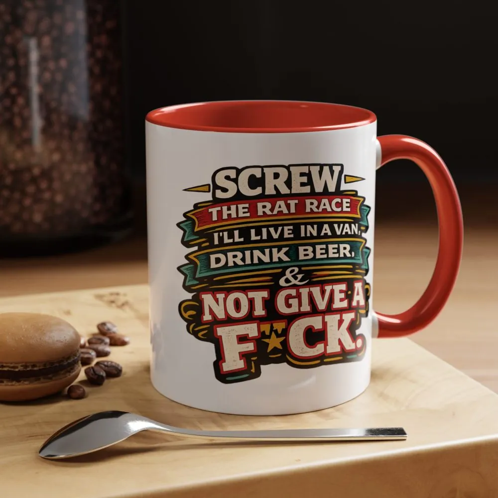 7482898938948111723_2048.jpeg Accent Coffee Mug (11, 15oz) — "Screw The Rat Race" Design F**K-Line