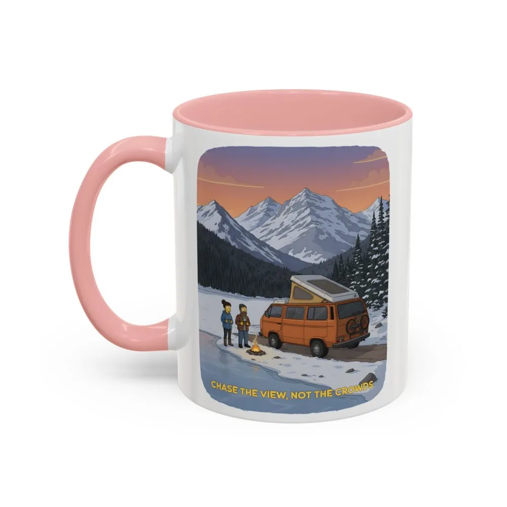 Accent Coffee Mug (11, 15oz) — "Chase The Views-Not The Crowds"" Design Sitcom-Line