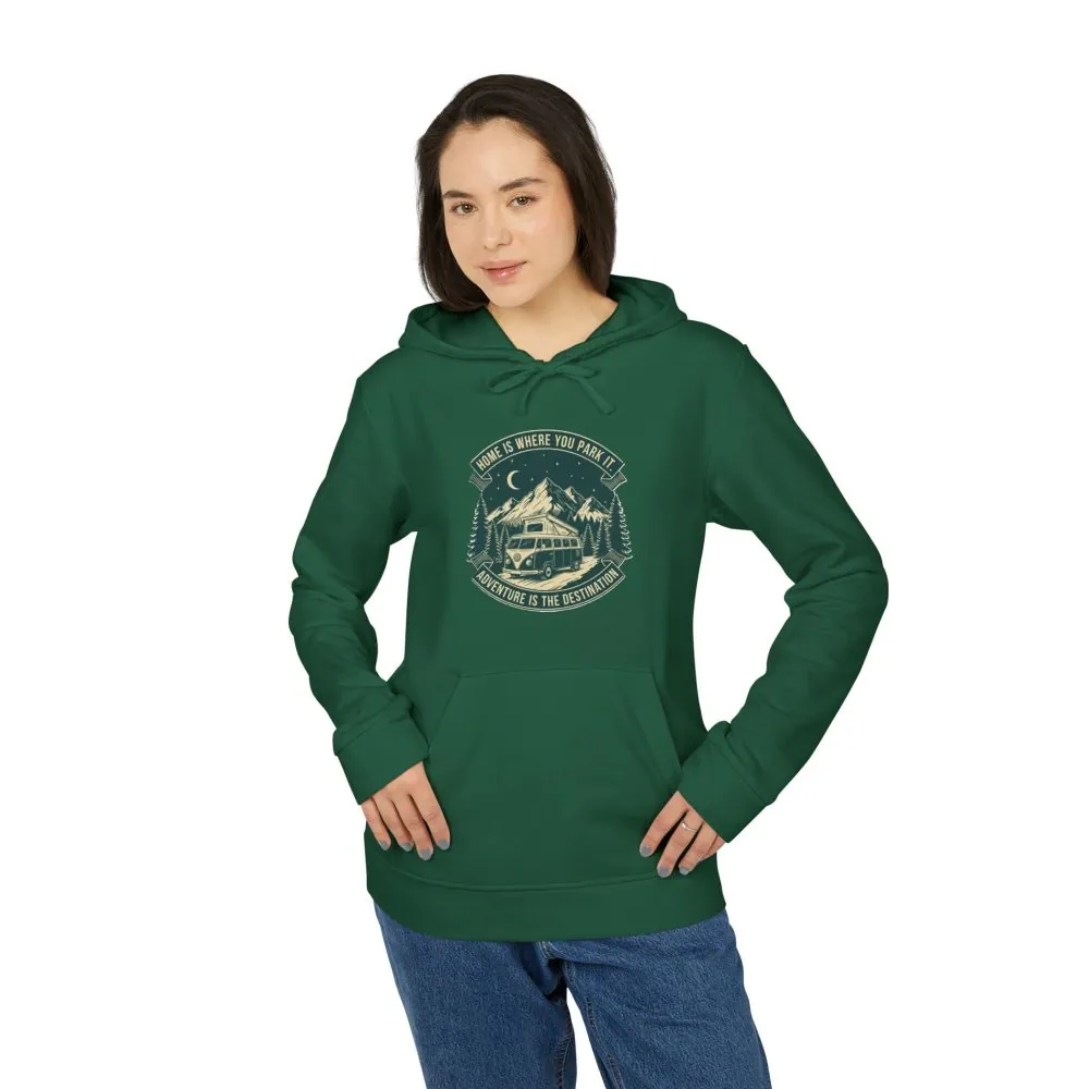 7497398621819395138_2048.jpeg Hoodie(Adidas) — "Home Is Where You Park It-Adventure is the destination" Outdoor Travel Pullover (Only Front Printed)