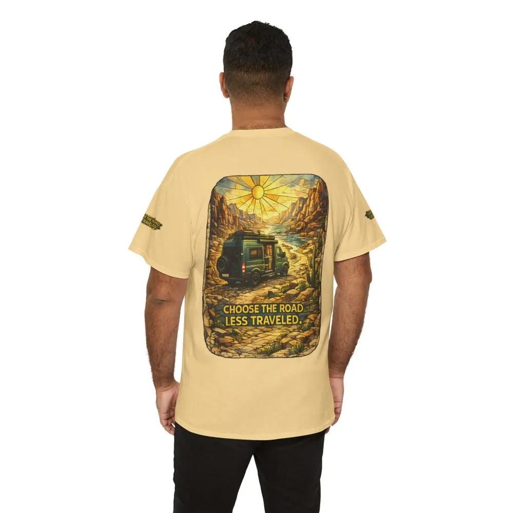 7500112018306993044_2048.jpeg Unisex Heavy Cotton Tee — "Choose The Road Less Traveled" Design Cubic-Line