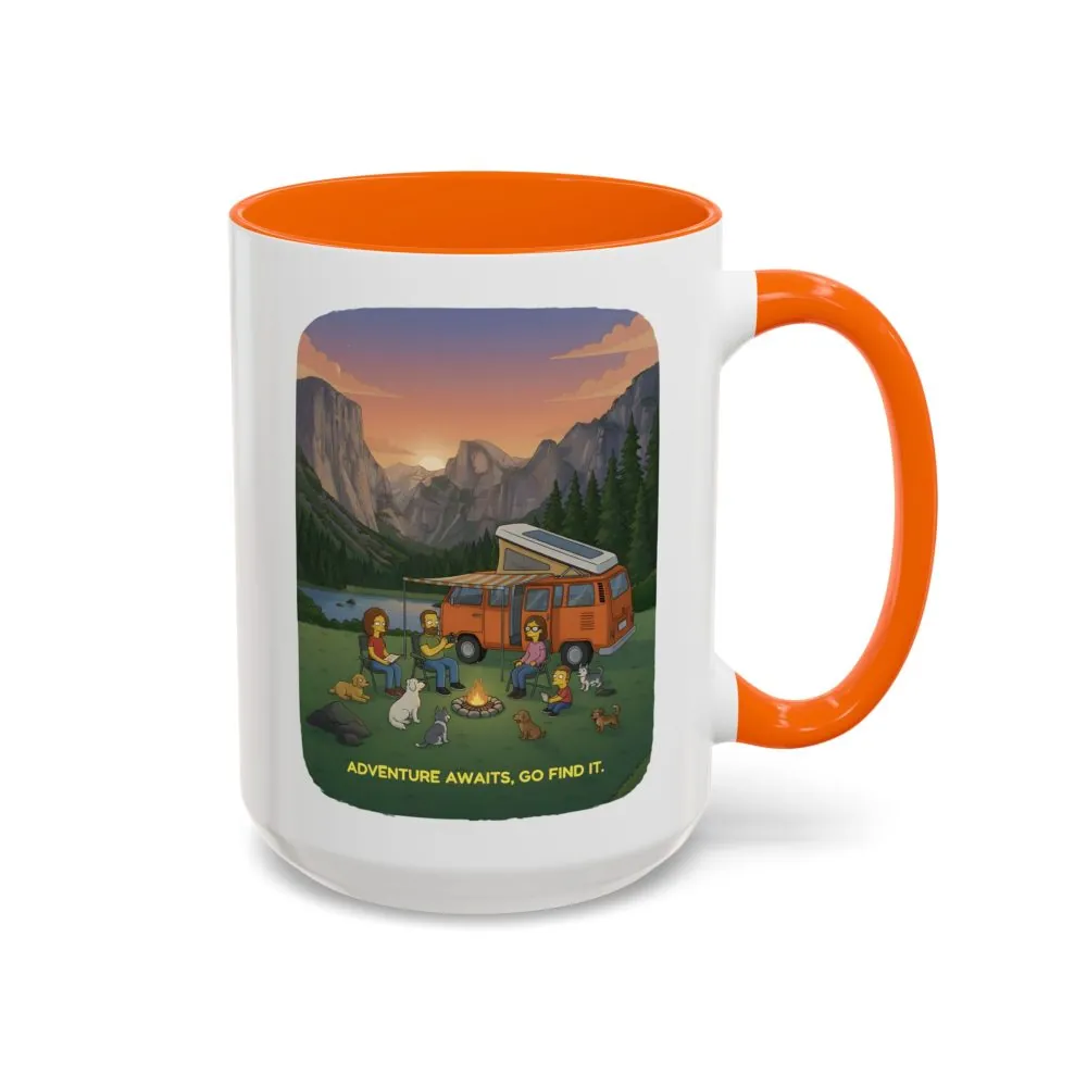 Accent Coffee Mug (11, 15oz) — "Adventure Awaits-Go Find It"" Design Sitcom-Line