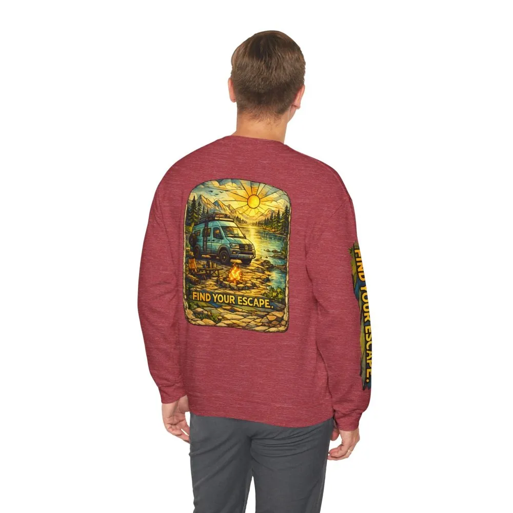 7505247655293597432_2048.jpeg Unisex Heavy Blend™ Crewneck Sweatshirt — "Find Your Escape" Design Cubic-Line
