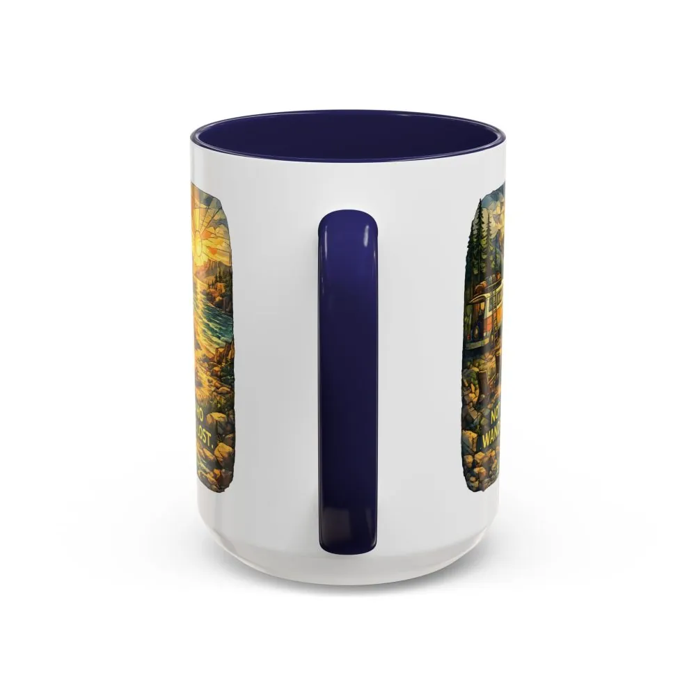 Accent Coffee Mug (11, 15oz) — "Not All Who Wander Are Lost" Design Cubic-Line
