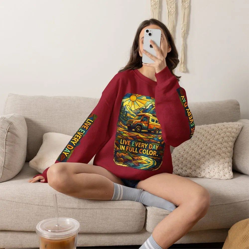 7522588064427928913_2048.jpeg Unisex Heavy Blend™ Crewneck Sweatshirt — "Live Every Day InFull Color" Design Cubic-Line
