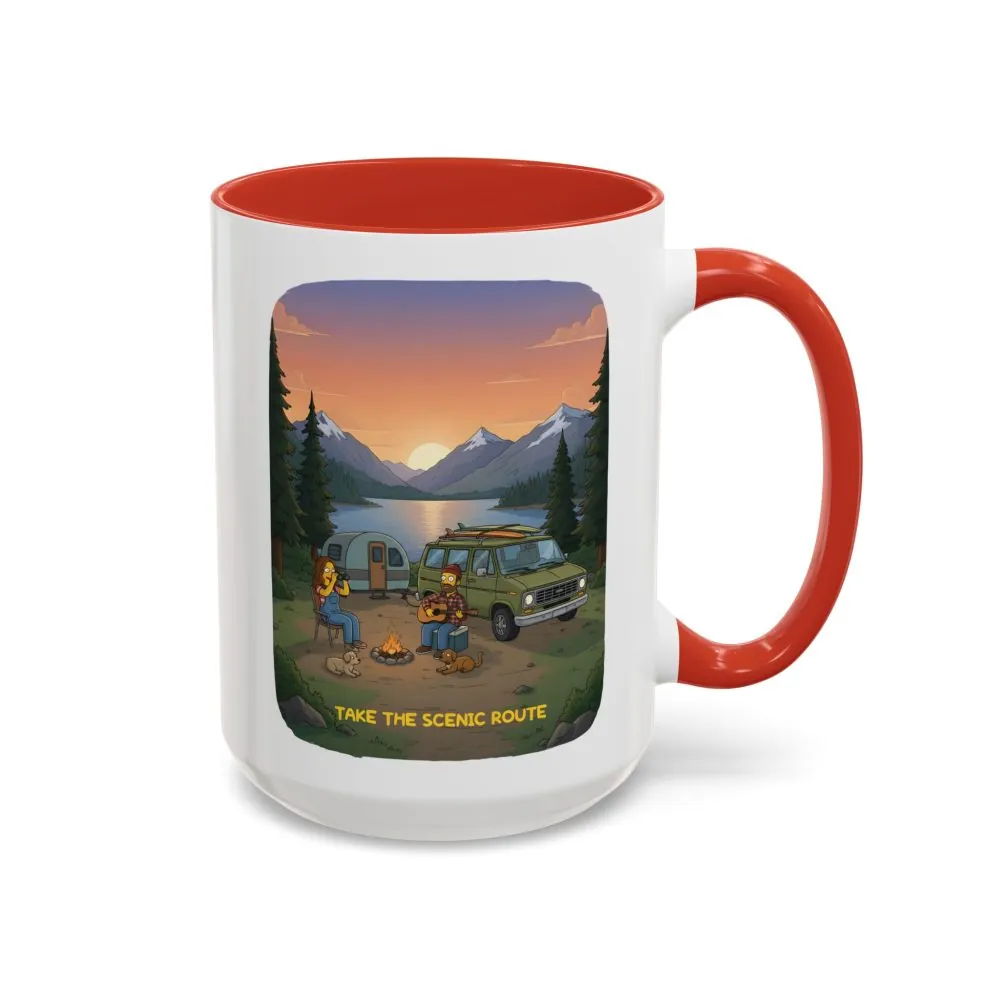 Accent Coffee Mug (11, 15oz) — "Take The Scenic Route" Design Sitcom-Line