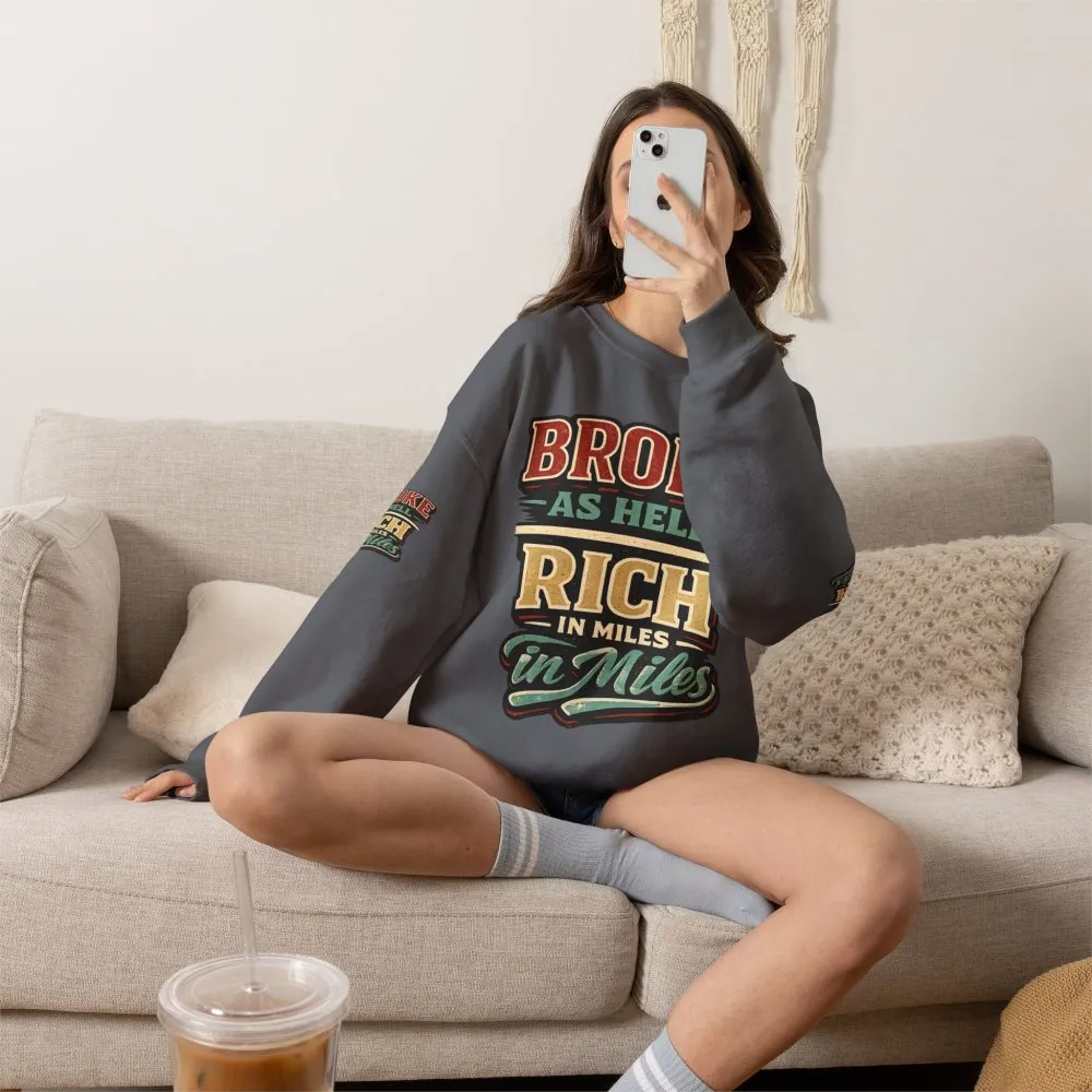 Unisex Heavy Blend™ Crewneck Sweatshirt — "Broke As Hell" Design F**K-Line