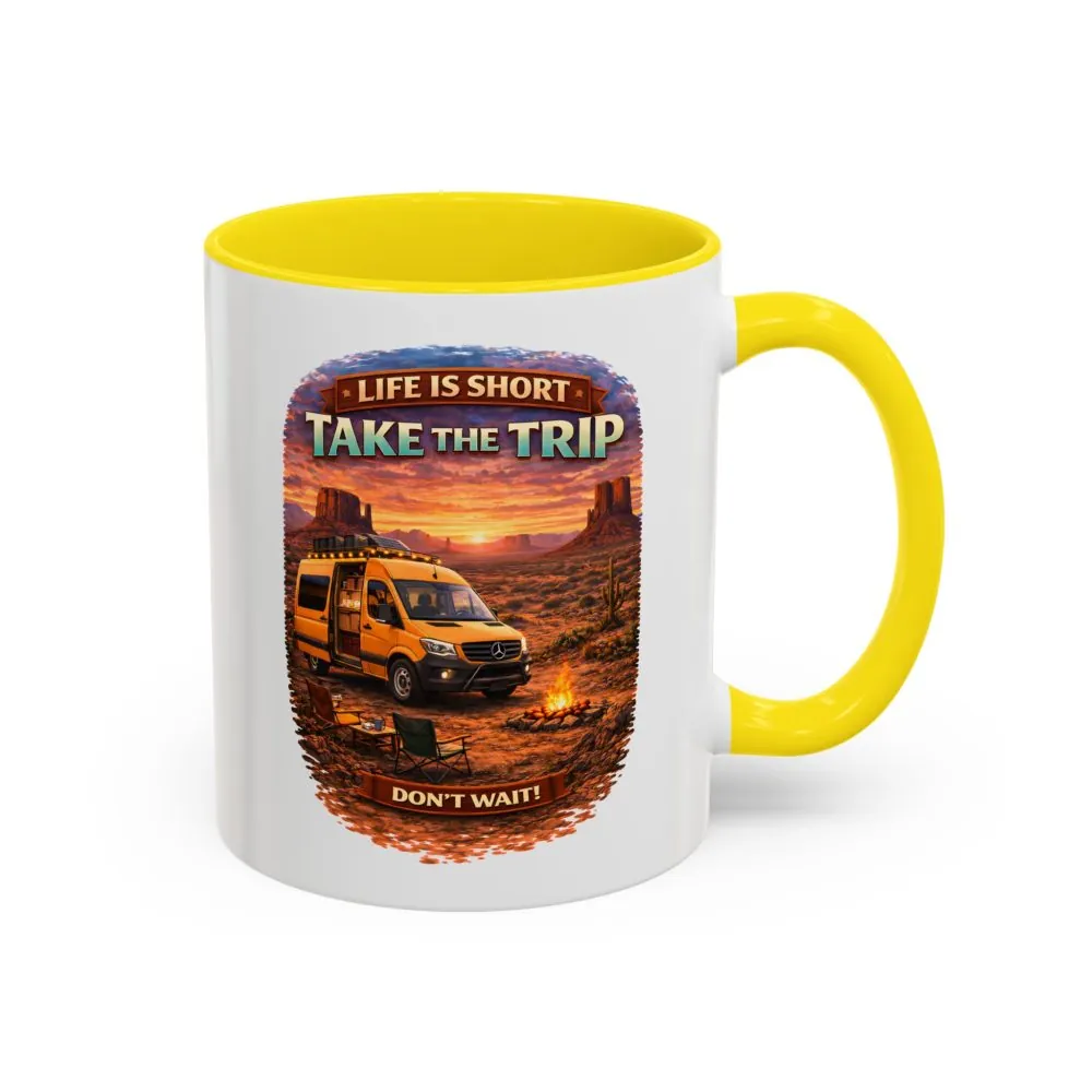 Accent Coffee Mug (11, 15oz) — "Live Is Short Take The Trip" Design Scenic-Line