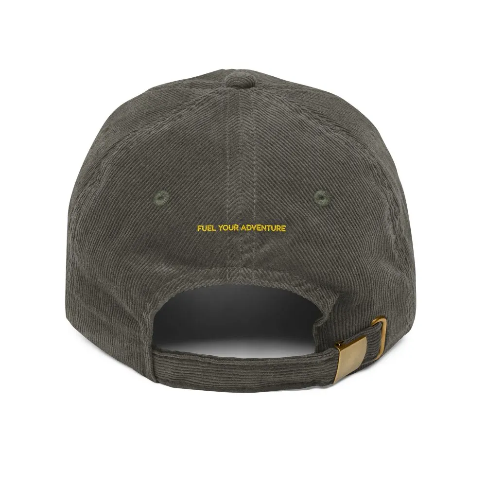 Vintage Corduroy Cap (Embroidery) — "Fuel Your Adventure" Embroidered Hat