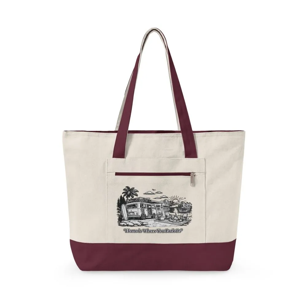 7548038041031938160_2048.jpeg Zippered Canvas Tote — "Adventure Is Where You park It" (Design Minimal-Line)