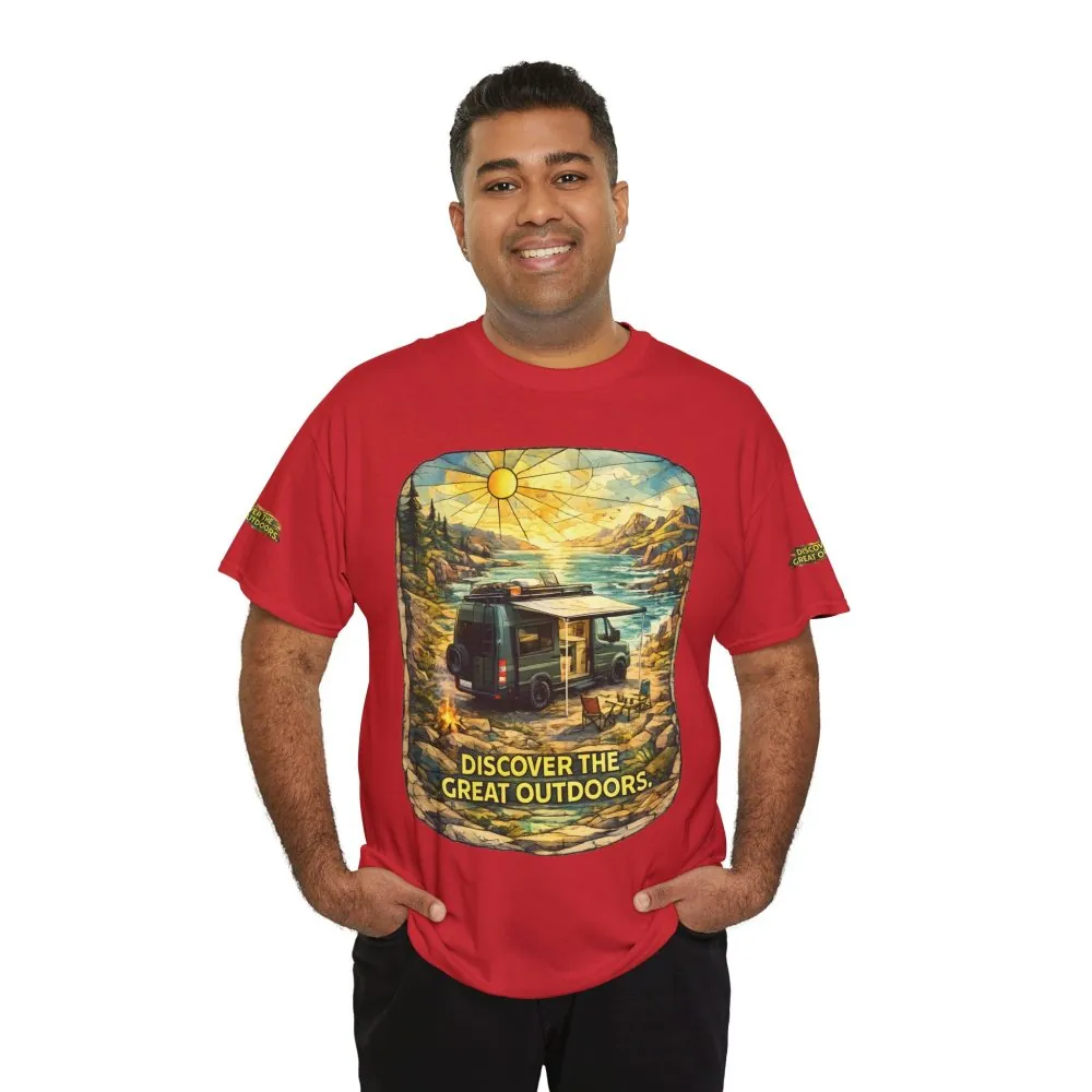 7554043610883565405_2048.jpeg Unisex Heavy Cotton Tee — "Discover The Great Outdoors" Design Cubic-Line