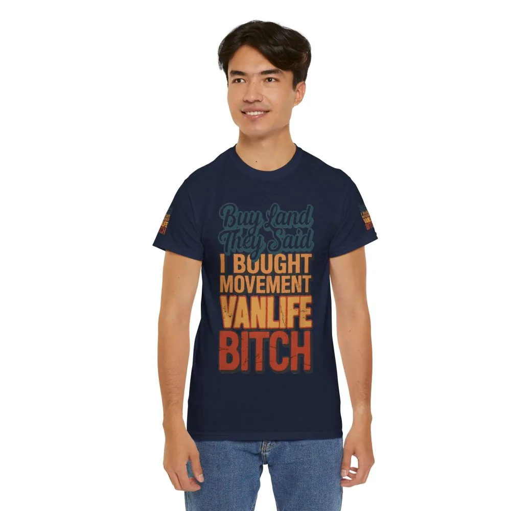 Unisex Heavy Cotton Tee — "Buy Land They Said" Design F**K-Line