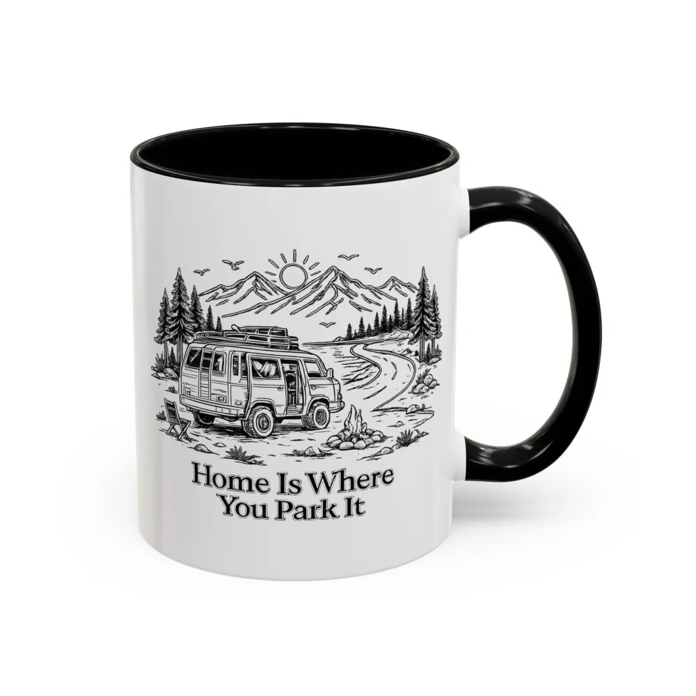 7562952131315938741_2048.jpeg Accent Coffee Mug (11, 15oz) — "Home Is Where You Park It" Design Minimal-Line
