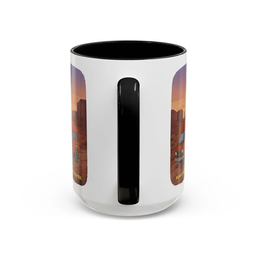 Accent Coffee Mug (11, 15oz) — "Roam Where You Are Rooted" Design Sitcom-Line