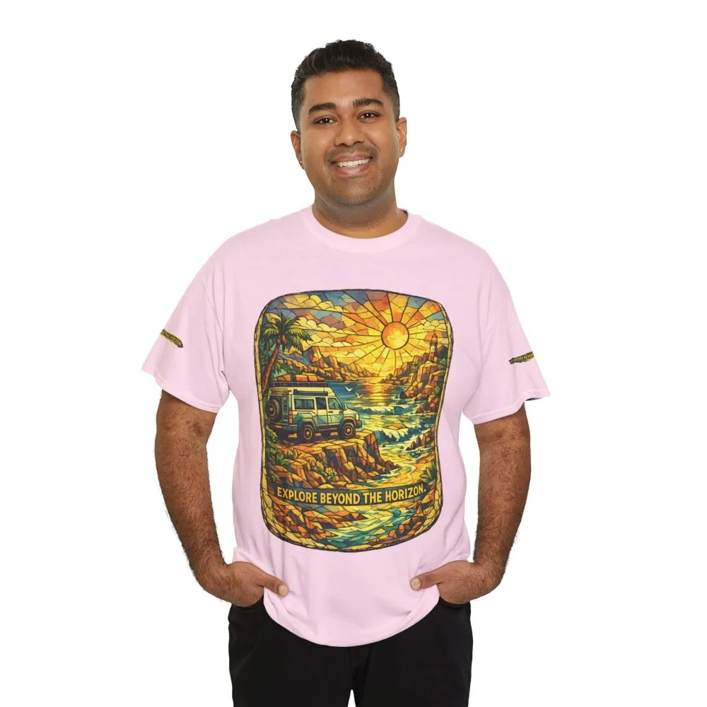 7577655510449508707_2048.jpeg Unisex Heavy Cotton Tee — "Explore Beyond The Horizon" Design Cubic-Line