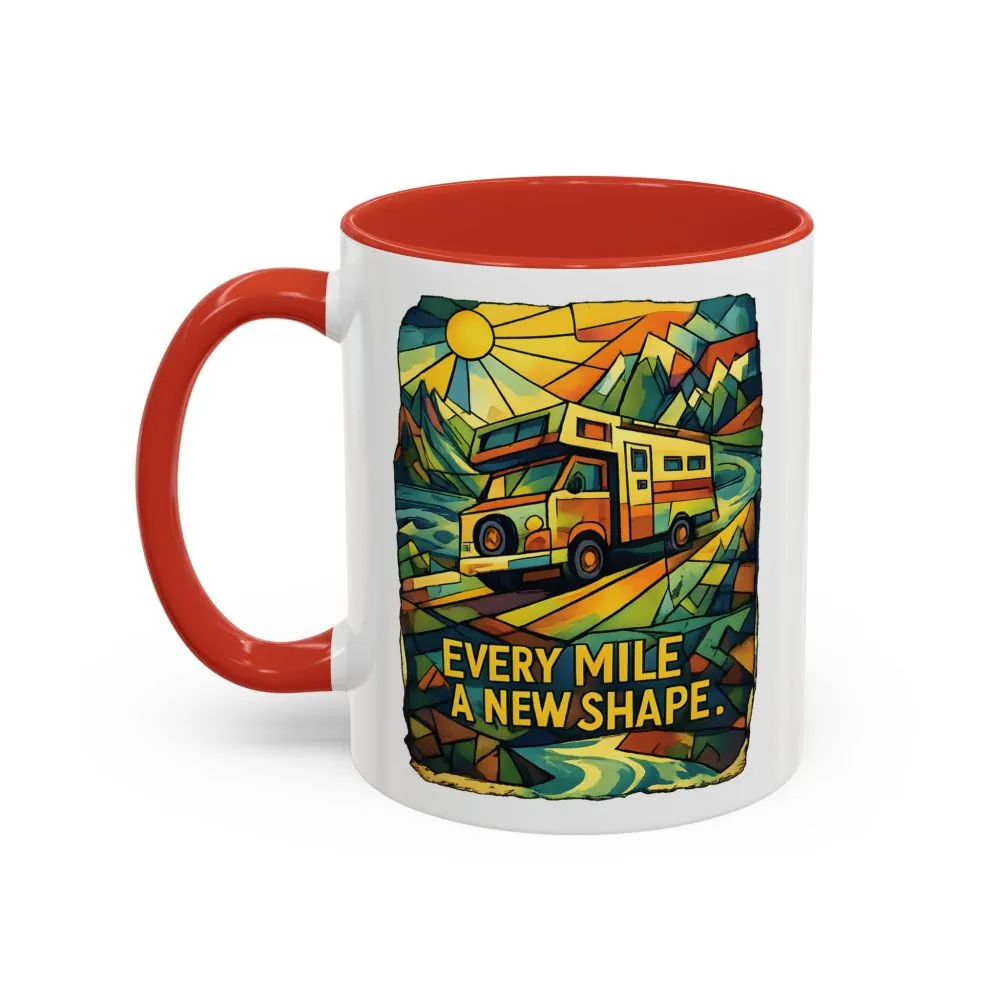 Accent Coffee Mug (11, 15oz) — "Every Mile A New Shape" Design Cubic-Line