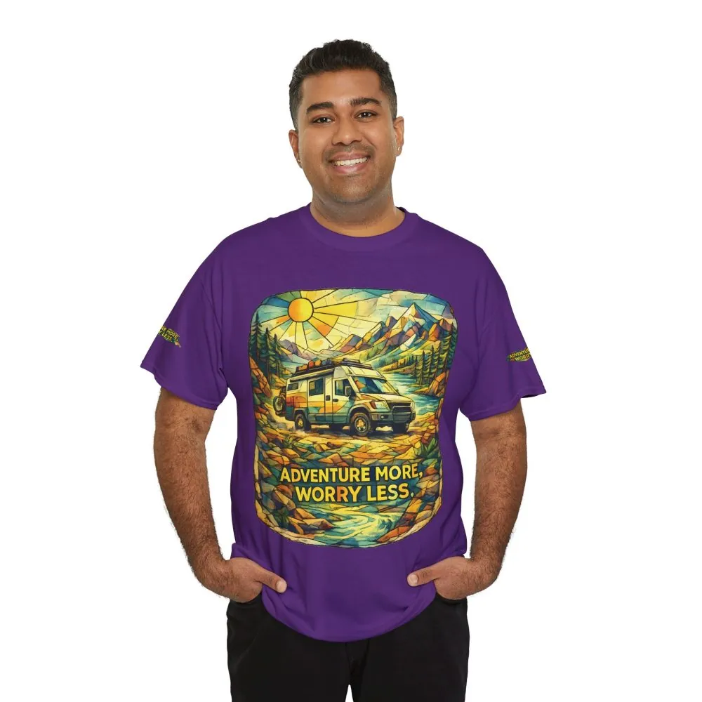 7584387731633435313_2048.jpeg Unisex Heavy Cotton Tee — "Adventure More Worry Less" Design Cubic-Line