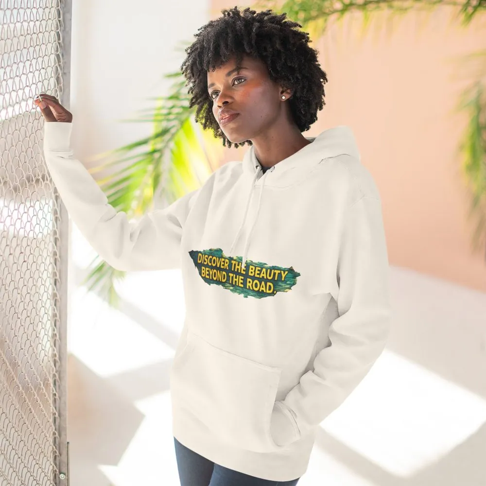 7585889370666208709_2048.jpeg Three-Panel Fleece Hoodie - "Discover The Bieuty Beyond The Road" Design Cubic-Line
