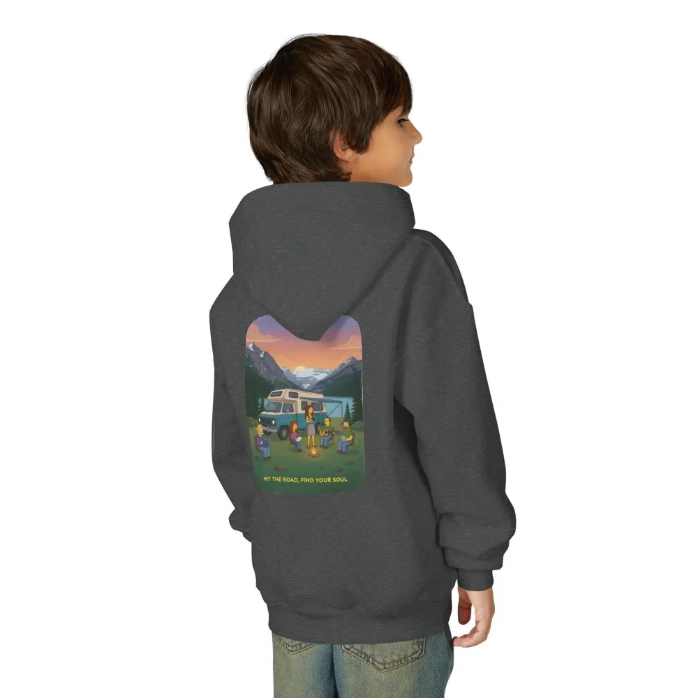 Youth Hoodie(Gildan) – "Hit The Road-Find Your Soul" (Design Sitcom-Line)