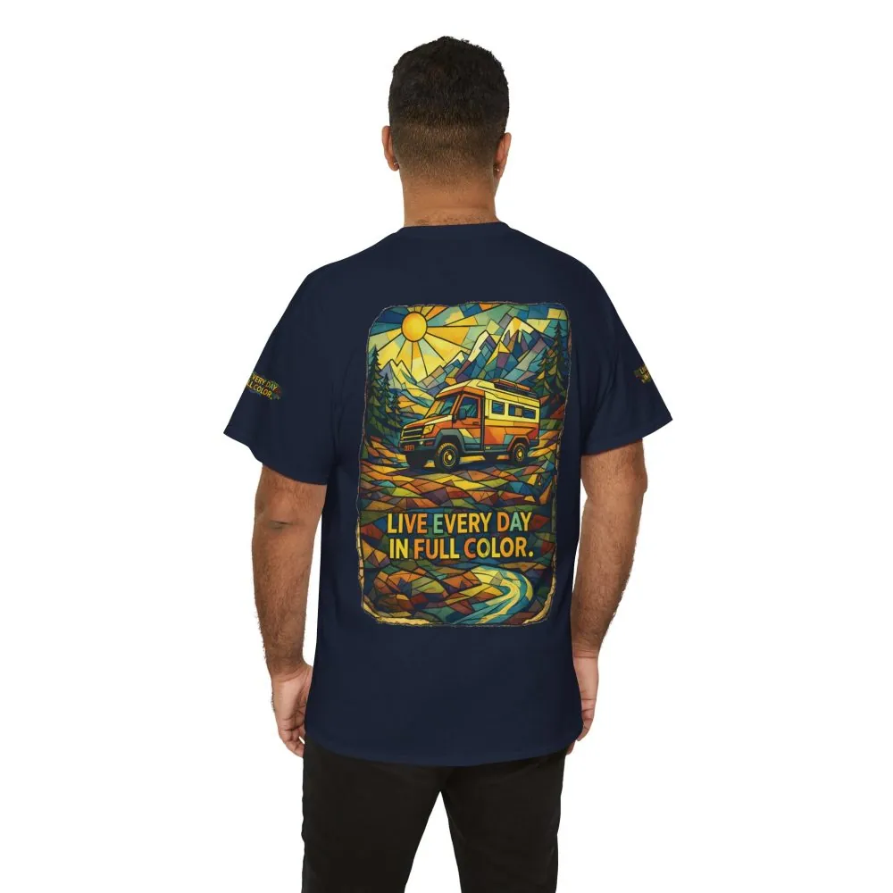 7586686892697521158_2048.jpeg Unisex Heavy Cotton Tee — "Live Life Every Day In Full Color" Design Cubic-Line