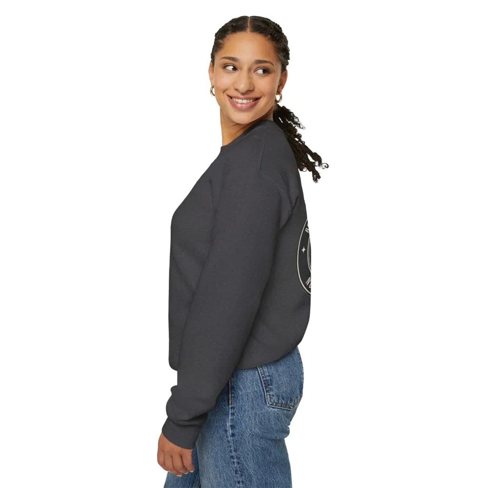 Crewneck Sweatshirt — "ROAD WHERE MADE FOR JOURNEYS-NOT DESTINATIONS" (Only Back printed) Vintage Camper Van Outdoor Graphic