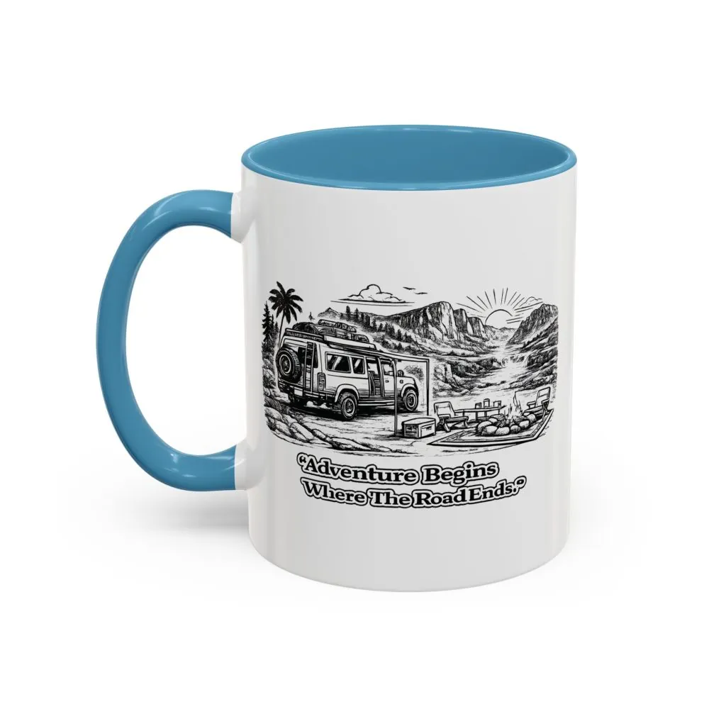 7591208421115081928_2048.jpeg Accent Coffee Mug (11, 15oz) — "Adventure Begins Where The Road Ends" Design Minimal-Line