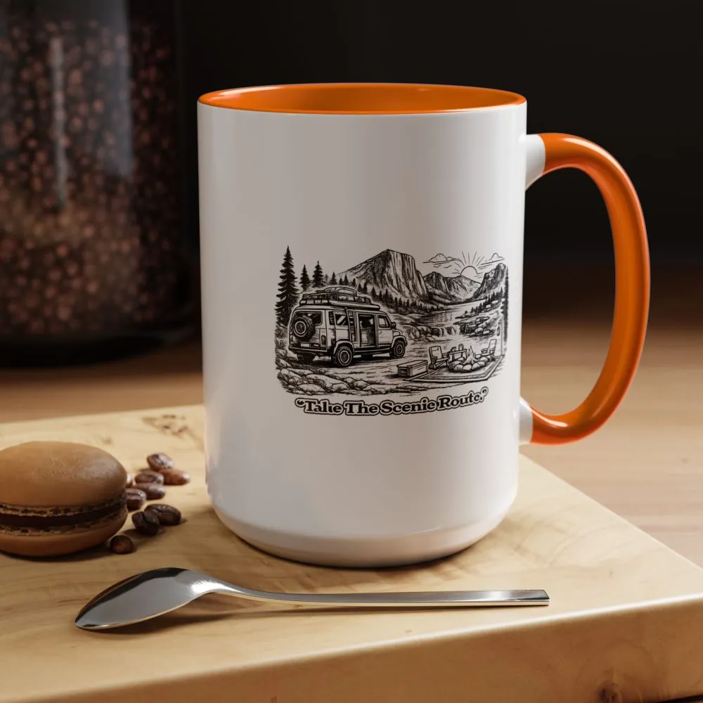 75921316017878134_2048.jpeg Accent Coffee Mug (11, 15oz) — "Take The Scenic Route" Design Minimal-Line