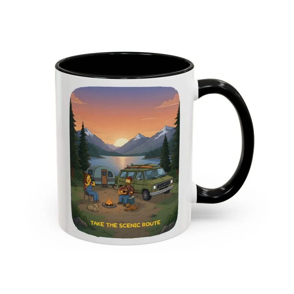 Accent Coffee Mug (11, 15oz) — "Take The Scenic Route" Design Sitcom-Line