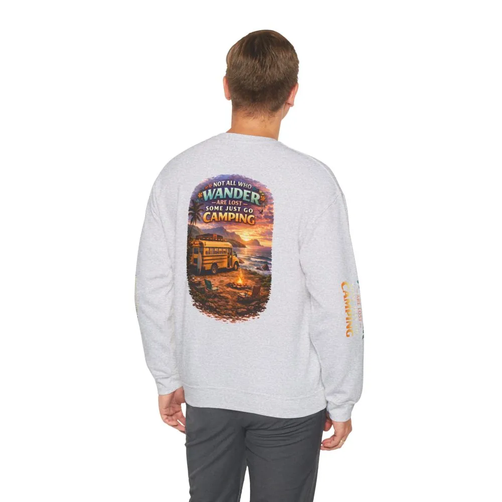 Unisex Heavy Blend™ Crewneck Sweatshirt — "Not All Who Wander Are Lost" Design Scenic-Line