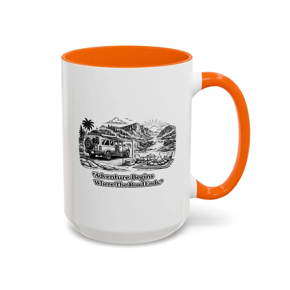 7603094141618982048_2048.jpeg Accent Coffee Mug (11, 15oz) — "Adventure Begins Where The Road Ends" Design Minimal-Line