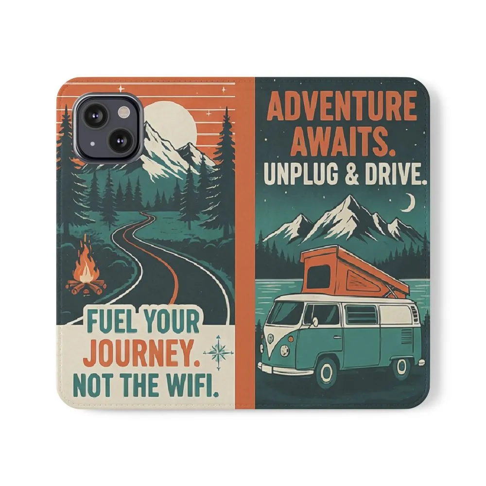 Flip Phone Case — "Adventure Awaits, Fuel Your Journey, Not the WiFi" Wallet Cover