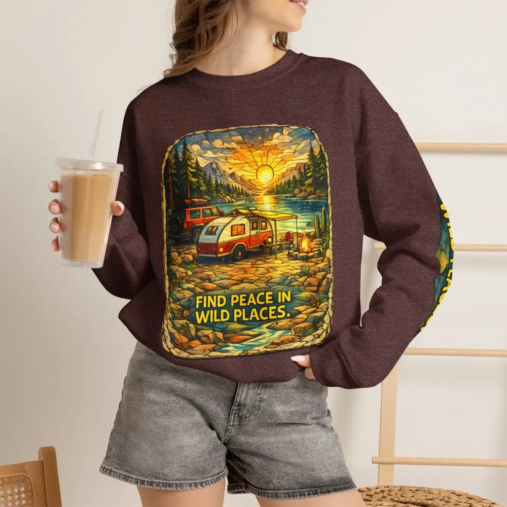 7622138579657870704_2048.jpeg Unisex Heavy Blend™ Crewneck Sweatshirt — "Find Peace In Wild Places" Design Cubic-Line