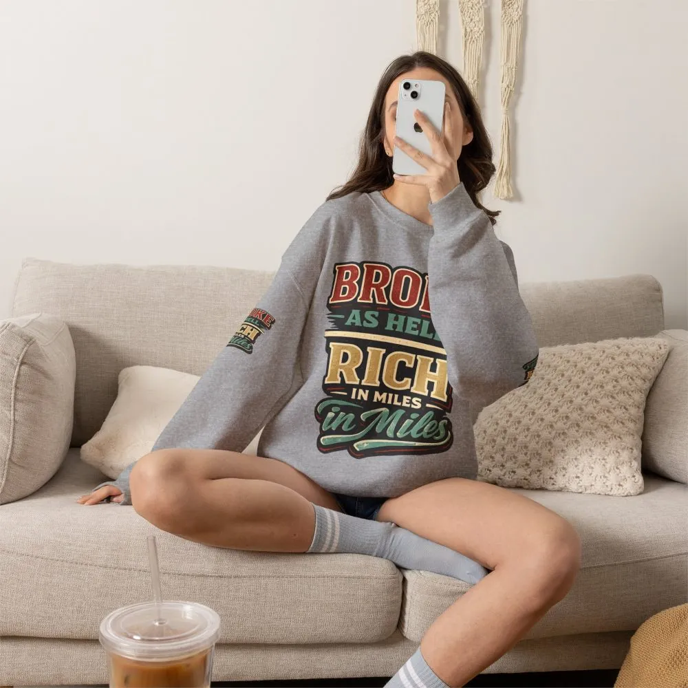 Unisex Heavy Blend™ Crewneck Sweatshirt — "Broke As Hell" Design F**K-Line