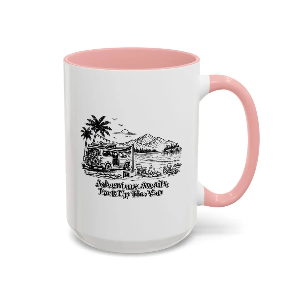 7627058010015287229_2048.jpeg Accent Coffee Mug (11, 15oz) — "Adventure Awaits,Pack Up The Van" Design Minimal-Line