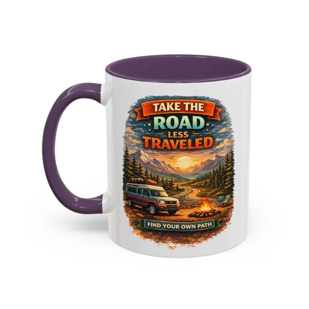 7651497501427405404_2048.jpeg Accent Coffee Mug (11, 15oz) — "Take The Road Less Traveled" Design Scenic-Line
