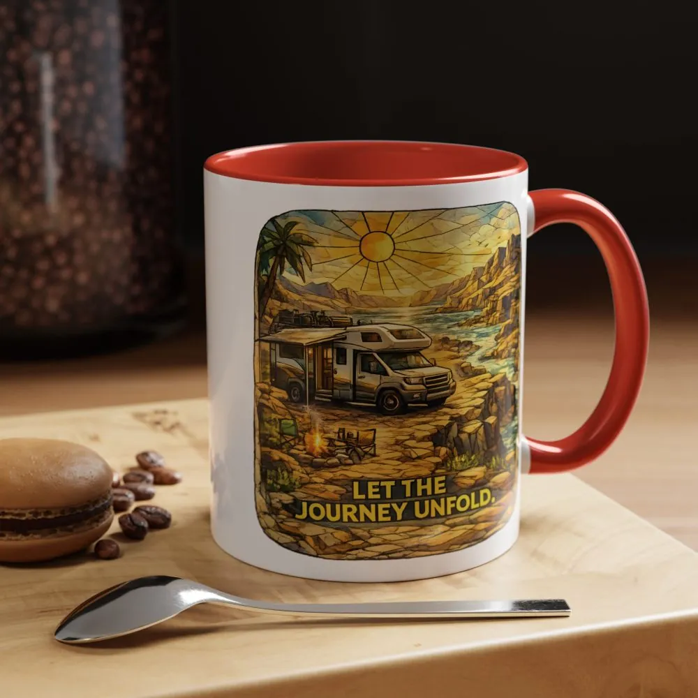 Accent Coffee Mug (11, 15oz) — "Let The Journey Unfold" Design Cubic-Line