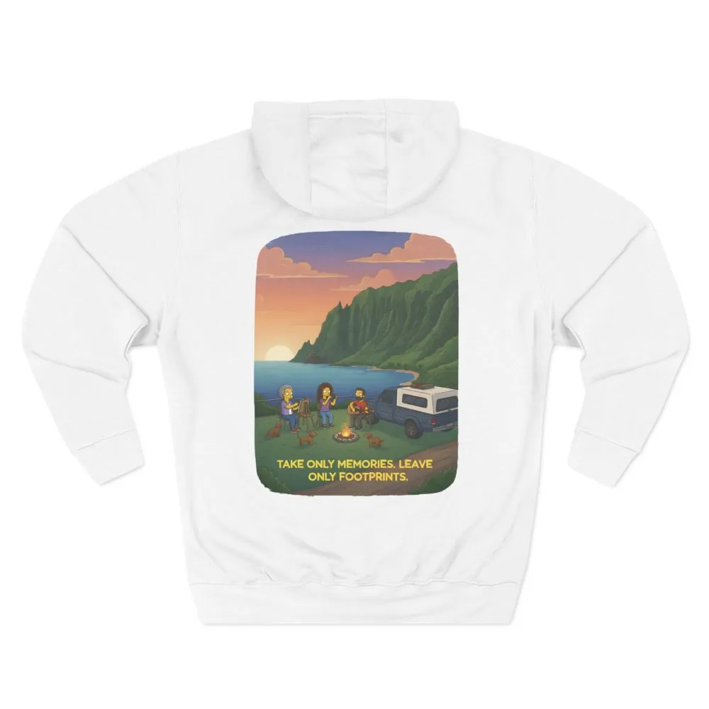 Three-Panel Fleece Hoodie - "Take Only Memories-Leave Only Footprints" Design Sitcom-Line