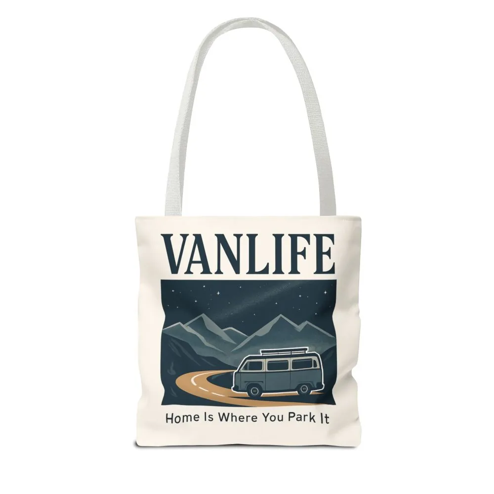 7683628221521927889_2048.jpeg Vanlife Tote Bag — "Vanlife - Home Is Where You Park It" Campervan Beach/Adventure Tote