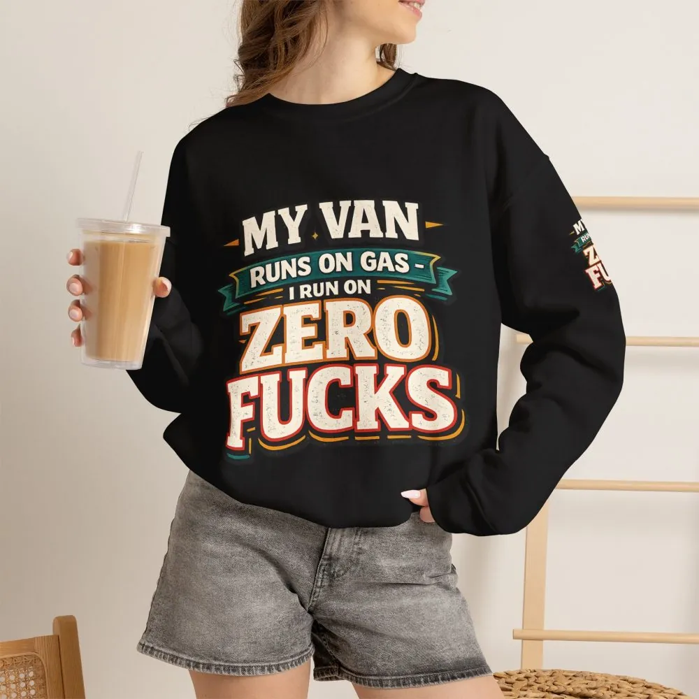 Unisex Heavy Blend™ Crewneck Sweatshirt — "My Van Runs On Gas" Design F**K-Line